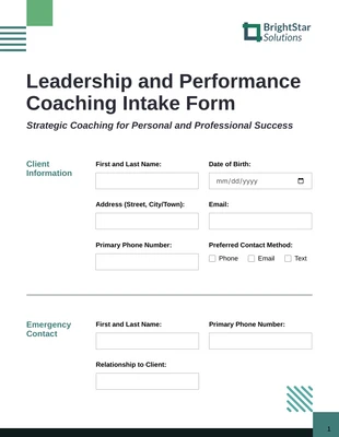 premium interactive Template: Vorlage für ein Coaching-Aufnahmeformular
