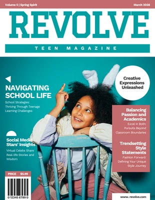 premium  Template: Couverture de magazine pour adolescents bleu pastel simple