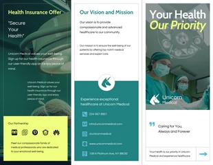 premium  Template: Modern Mint and Yellow Medical Tri-fold Brochure