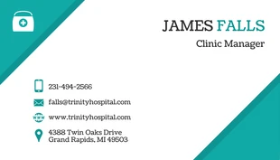 Free  Template: Clinic Manager Healthcare Business Card