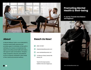 business  Template: Folheto Triplo Simples Preto Verde sobre Saúde Mental