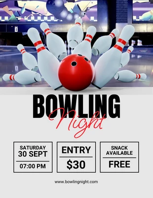 Free  Template: Light Grey Minimalist Bowling Night Flyer