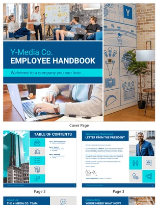 Free  Template: Blue Company Mitarbeiterhandbuch