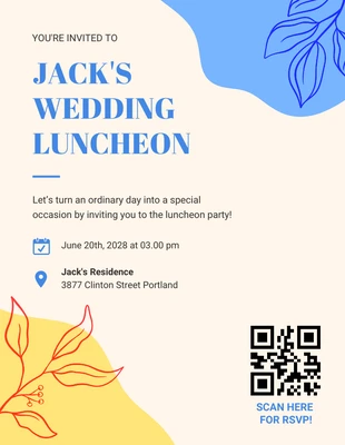 Free  Template: Invitación al almuerzo de boda juguetona moderna beige