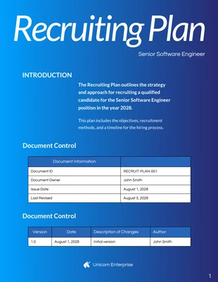 Free  Template: Modern Gradient Blue Recruiting Plan