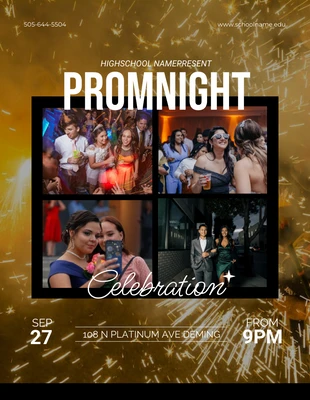 Free  Template: Gold and Black Prom Night Party Poster
