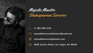 Black Modern Professional Actor Business Card - Seite 2