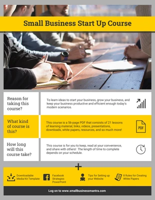 business  Template: نشرة إعلانية لمنتجات دورة الأعمال الصفراء