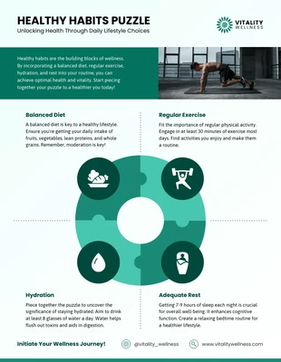 Free  Template: Infografik zum Rätsel „Gesunde Gewohnheiten“.