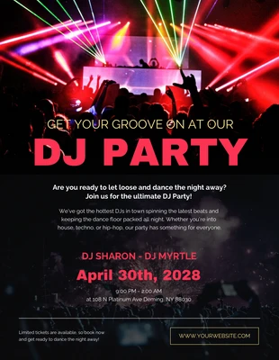Free  Template: Black and Red DJ Party Poster Template