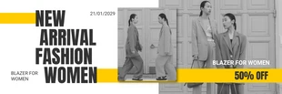 Free  Template: Banner de moda de mujer minimalista blanco y amarillo