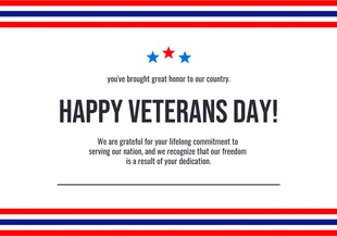 Free  Template: White Red And Blue Minimalist Veterans Day Card