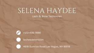 Brown Simple Texture Lash Business Card - Seite 2