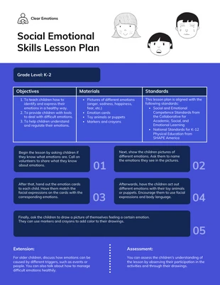 Free  Template: Piani di lezione per l'apprendimento delle emozioni sociali