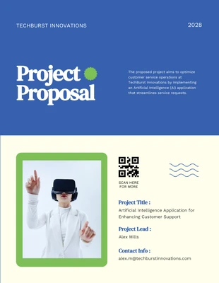 Free  Template: اقتراح مشروع بسيط باللونين الأزرق والأخضر