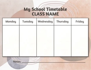 Free  Template: Pastel Abstract Aesthetic My School Timetable Schedule Template (Modèle d'emploi du temps de l'école)