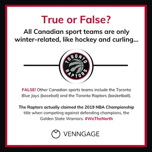 Free  Template: Sport canadesi Vero o falso post su Instagram