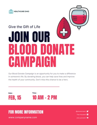 Free  Template: Affiche de la campagne de don de sang rouge et blanc