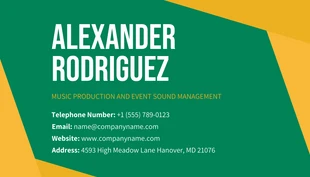 Green And Yellow Modern Illustration Dj Business Card - Seite 2