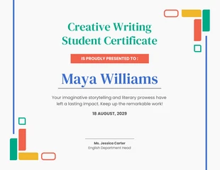 business  Template: Certificat d'étudiant coloré simple