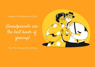 Free  Template: Gelbe, einfache Illustration: Glückliche Großeltern-Tageskarte