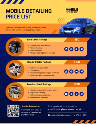 business  Template: Mobile Detailing Price List Template