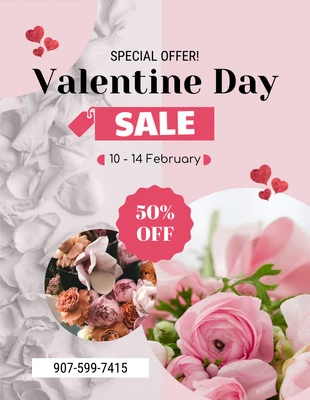 Free  Template: Pink Valentines Day Special Offer Poster