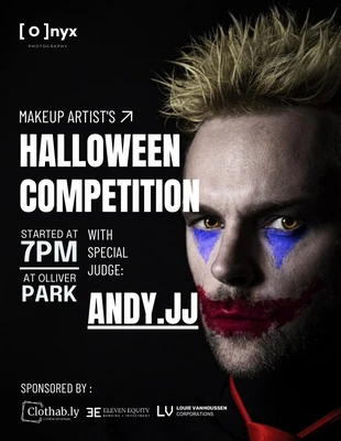 Affiche du concours Halloween en noir et blanc