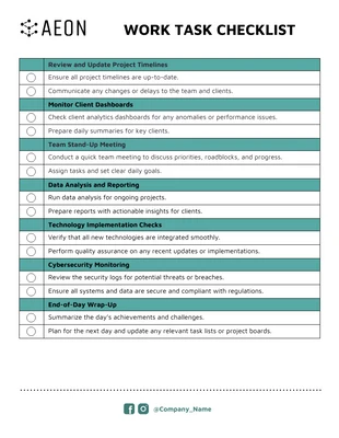 Free interactive Template: Customizable Company Work Checklist