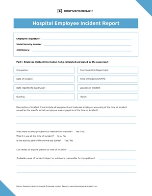 premium  Template: Informe azul de incidencias de enfermería
