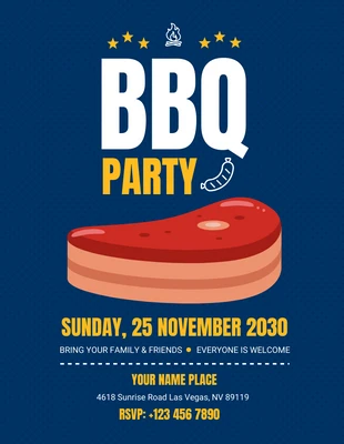 Free  Template: Blue Modern Texture BBQ Party Flyer