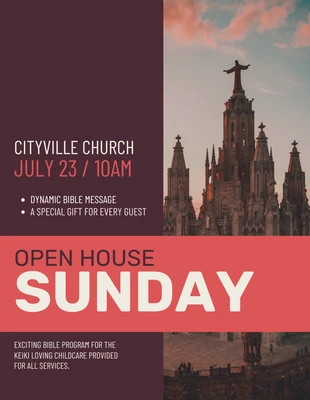 premium  Template: نشرة إعلانية لحدث البيت المفتوح للكنيسة