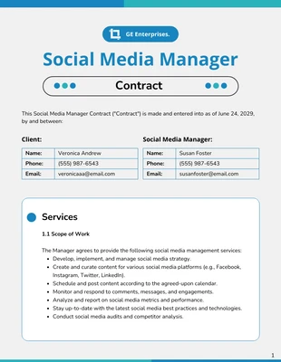 premium  Template: Social Media Manager Contract Template