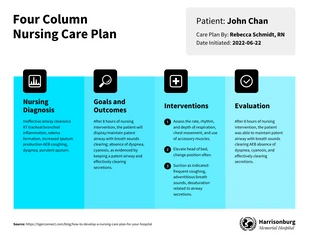 Free  Template: Plano de cuidados de enfermagem de quatro colunas Blue Shades