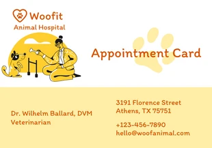 Free  Template: White And Yellow Minimalist Illustration Appointment Card