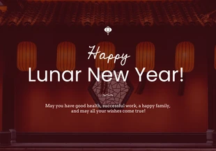 Free  Template: Tarjeta roja, blanca y sencilla del Año Nuevo Lunar