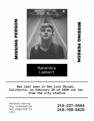 Free  Template: White Simple Missing Person Flyer