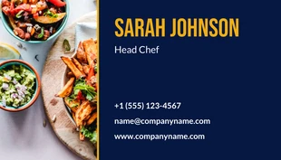 Navy And Yellow Modern Professional Culinary QR Code Business Card - Seite 2