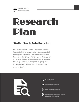Free  Template: Black And White Minimalist Research Plan