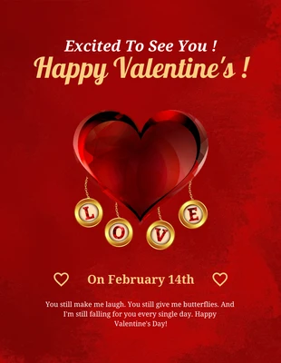Free  Template: Red Luxury Texture Illustration Happy Valentines Day Poster
