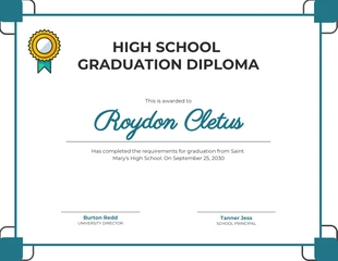 premium  Template: White And Teal Minimalist Diploma Certificate