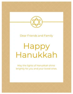 Free  Template: Cartão de Hanukkah com padrão dourado