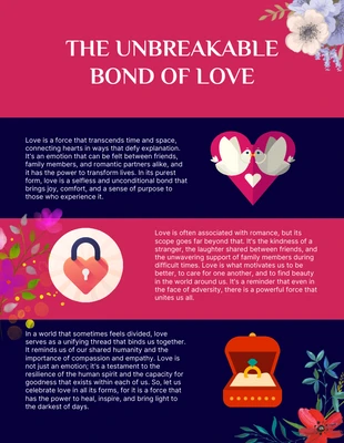 business  Template: Poster Amor de ilustração floral rosa e marinho