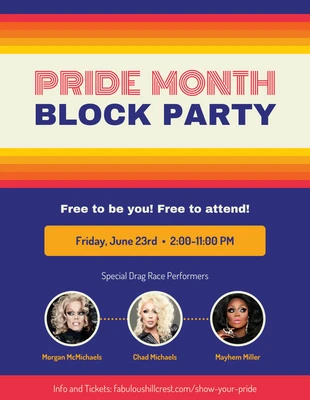 premium  Template: Volantino dell'evento Retro Pride Block Party