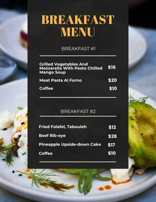 Free  Template: Flyer menu petit déjeuner minimaliste