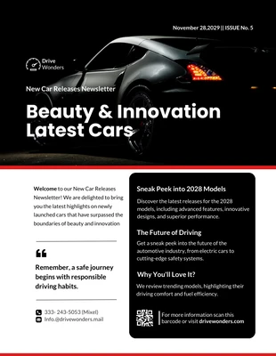 business  Template: New Car Releases Newsletter
