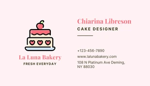 Baby Pink Cute Simple Illustration Bakery Business Card - Seite 2