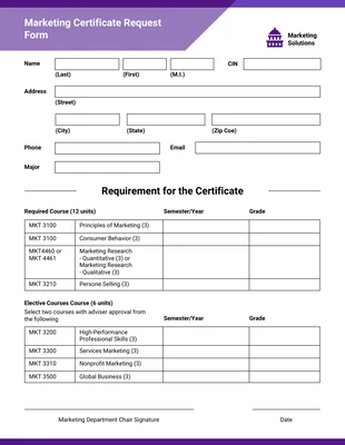 premium  Template: Formulários de solicitação de conteúdo roxo minimalista