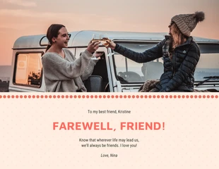 Free  Template: Cartão de despedida de melhores amigos