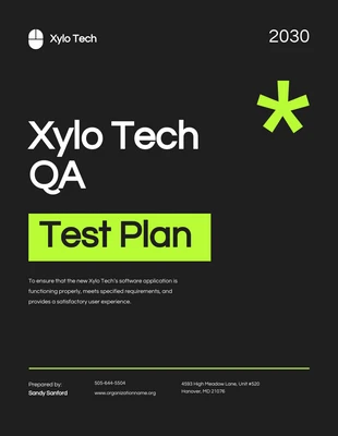 Black And Green Simple Test Plan